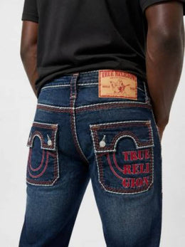 True Religion Dark shade Boot Cut Premium Imported Stretchable Lycra Fabric Denim with Back Pocket Embroidered Design 4108