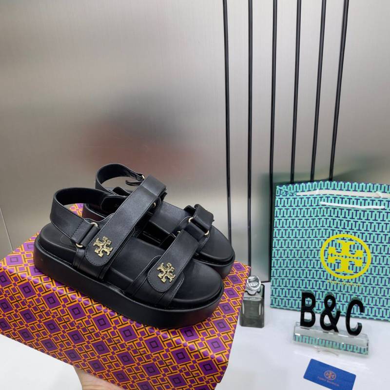 Tori Burch_Kira_leather_Platform_Sandals_For_Her_With_OG_Box_&_Carry_Bag_2020-TS_Black