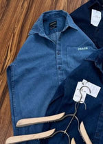 Coach IMPORTED DENIM POCKET PRINT SHIRT DENIM BLUE