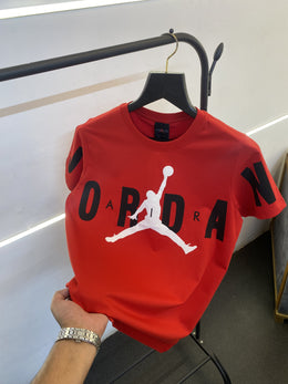 Air jordan full front print with logo imported round neck tshirt red