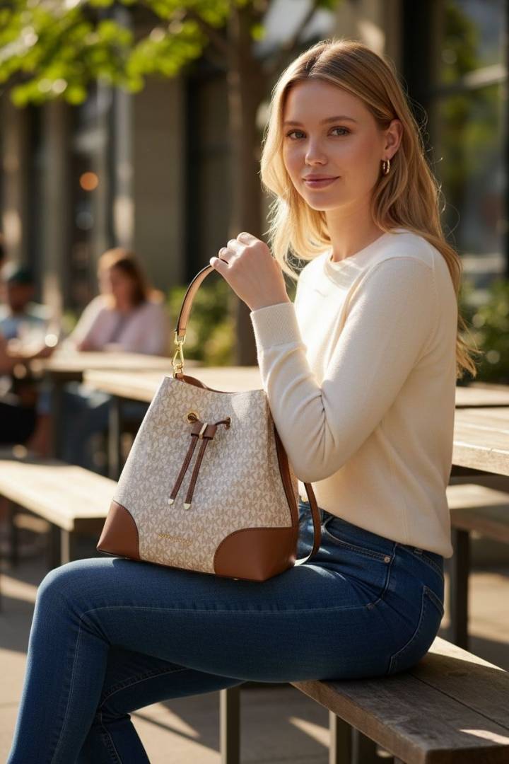 Michael Kors_CB_Bucket_Beige-Brown_With_DustCover_CarryBag