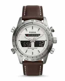 Fossil_il Digital Dial Time Brown White Dial