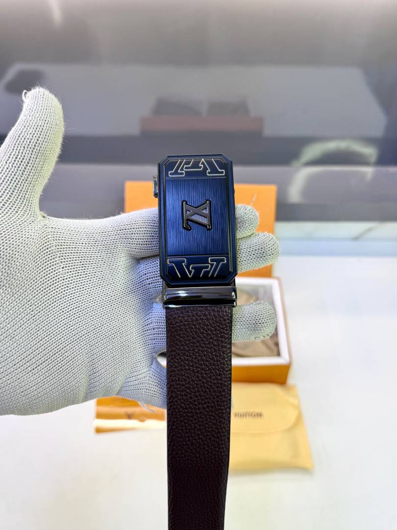 Lv_Loui Black Blue Belt & Wallet Combo Fa 1094