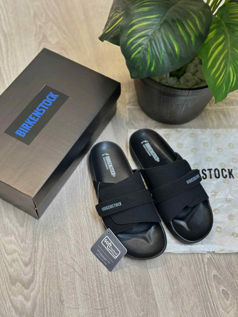 Birkenstock Adjust Kyoto Nubuck Soft Cushion Black Slides