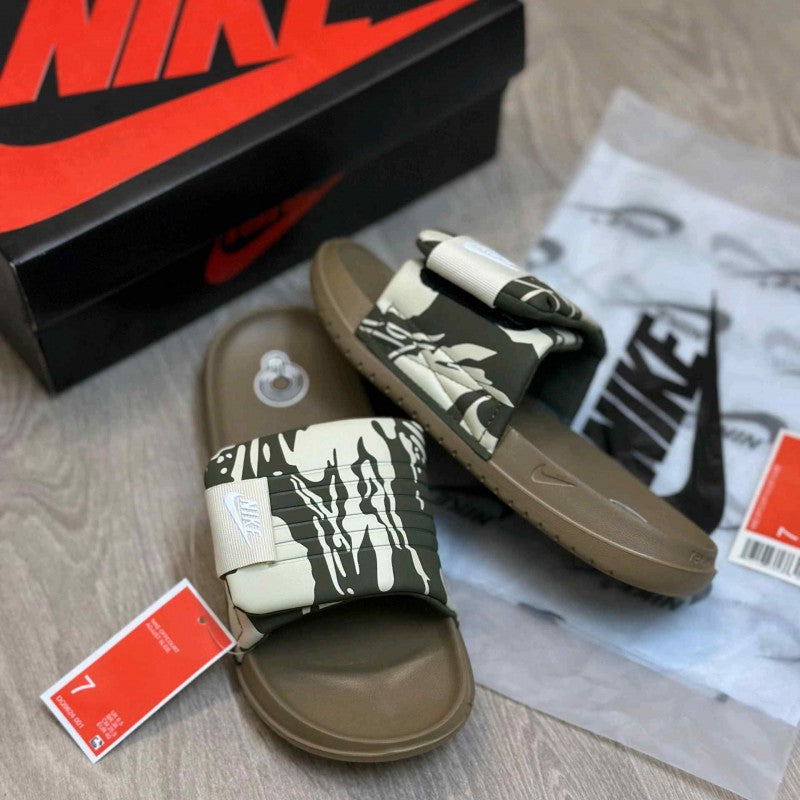 Nike Offcourt Adjust Camo Beige Olive Green Slides