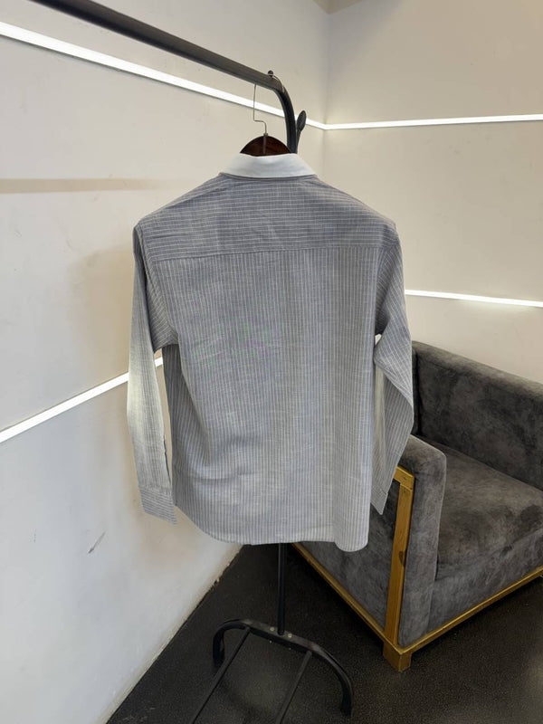 Lacoste imported oxford linen shirt grey