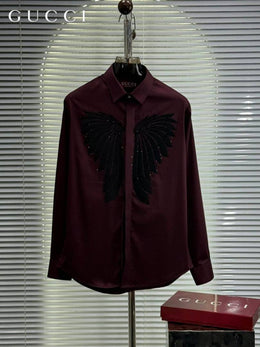Gucci Premium Box Pack Full Sleeves Shirt Maroon