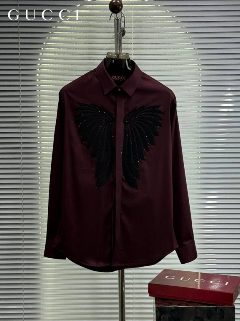 Gucci Premium Box Pack Full Sleeves Shirt Maroon