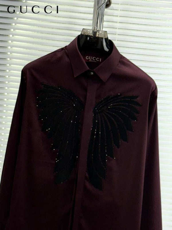 Gucci Premium Box Pack Full Sleeves Shirt Maroon