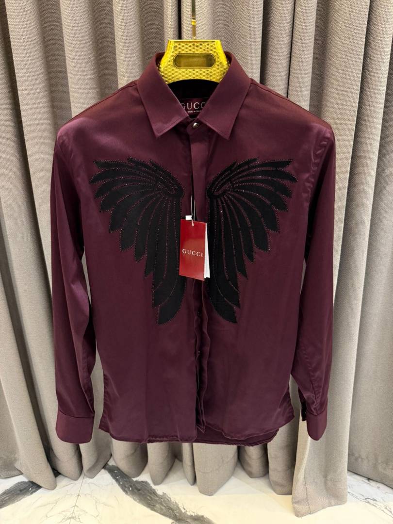 Gucci Premium Box Pack Full Sleeves Shirt Maroon