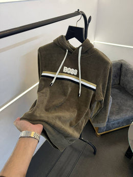 Hugo bos olive imported hoodie with embroidery logo and two side pocket