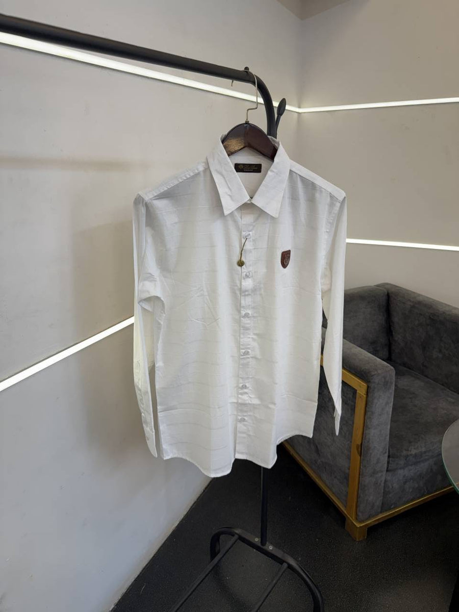 Loro piana horizontal strip imported turkish quality shirt white
