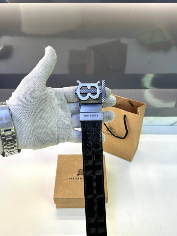 Burberry Silver Black Reversible Belt Fa 205