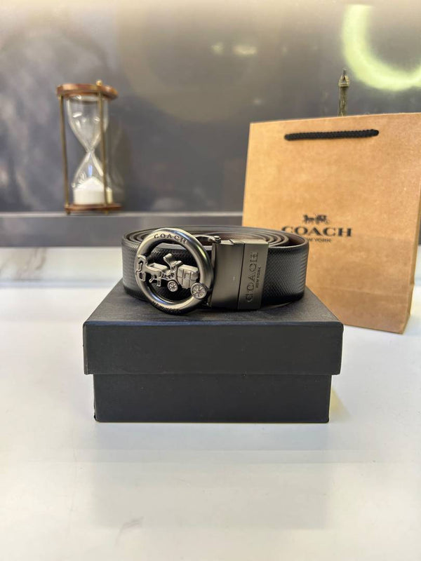 Coach Mat Grey Reversible Belt Fa 896
