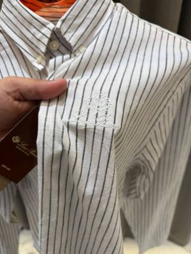 Lorro Pianna Chest Logo Lining Full Sleeves Shirt White