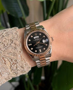Rolex Oyster Perpetual Day Date Diamond 2Ton Copper - Black
