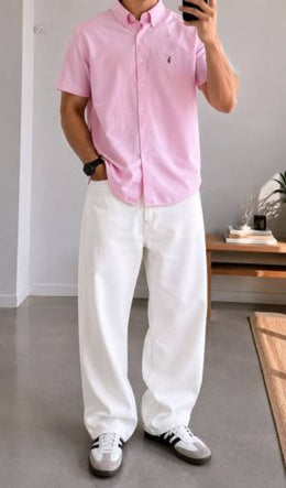 Ralph Lauren Chest Logo Half Sleeves Shirt Baby Pink