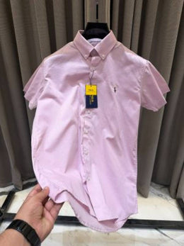 Ralph Lauren Chest Logo Half Sleeves Shirt Baby Pink