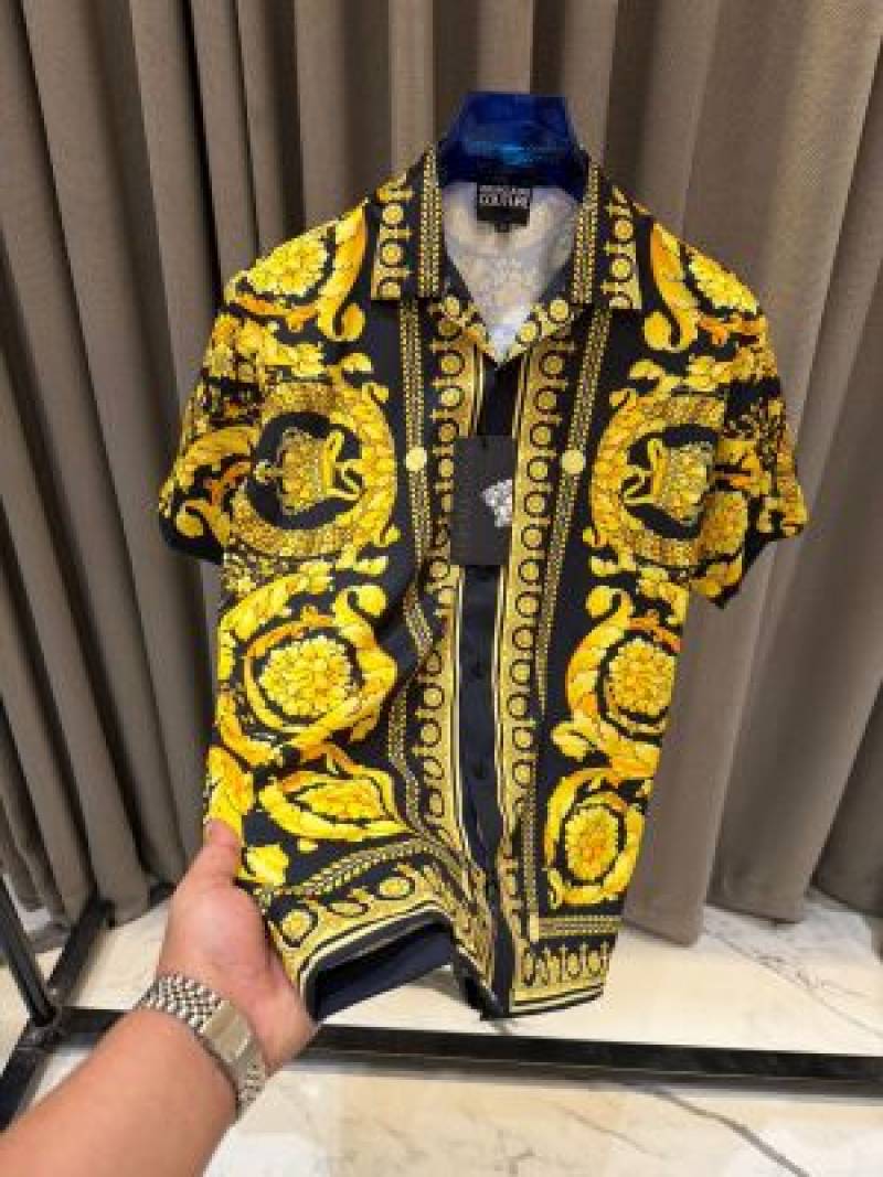 Versace Borroco Gold Black imported Half Sleeves Shirt