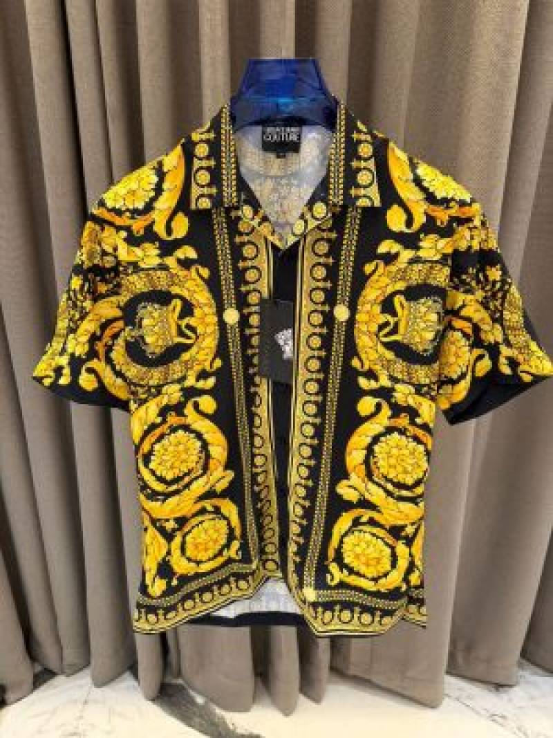 Versace Borroco Gold Black imported Half Sleeves Shirt