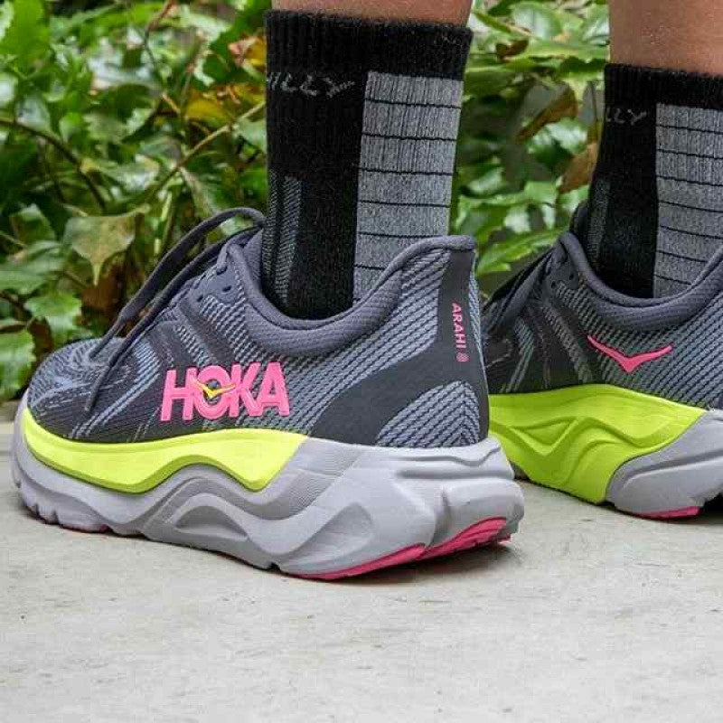 Hoka Arahi 8 Charcoal Grey-Yellow-Rose Mens shoes