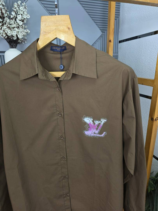 LV LOGO SHIRT BROWN S135-BR