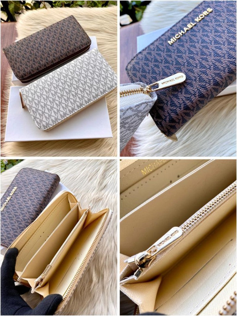 Michael Kors_MK Zip Long Wallet With OG Box (White - 828)