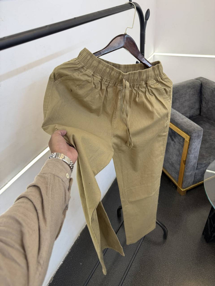 Zarra imported linen track trouser dusty olive