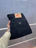 Prada Premium Imported Stretchable Lycra Fabric Comfort Fit Denim with Metal Logo Sale Offer 3065