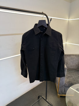 Hugo bos cargo double pocket imported shirt with embroidery logo on sleeves black