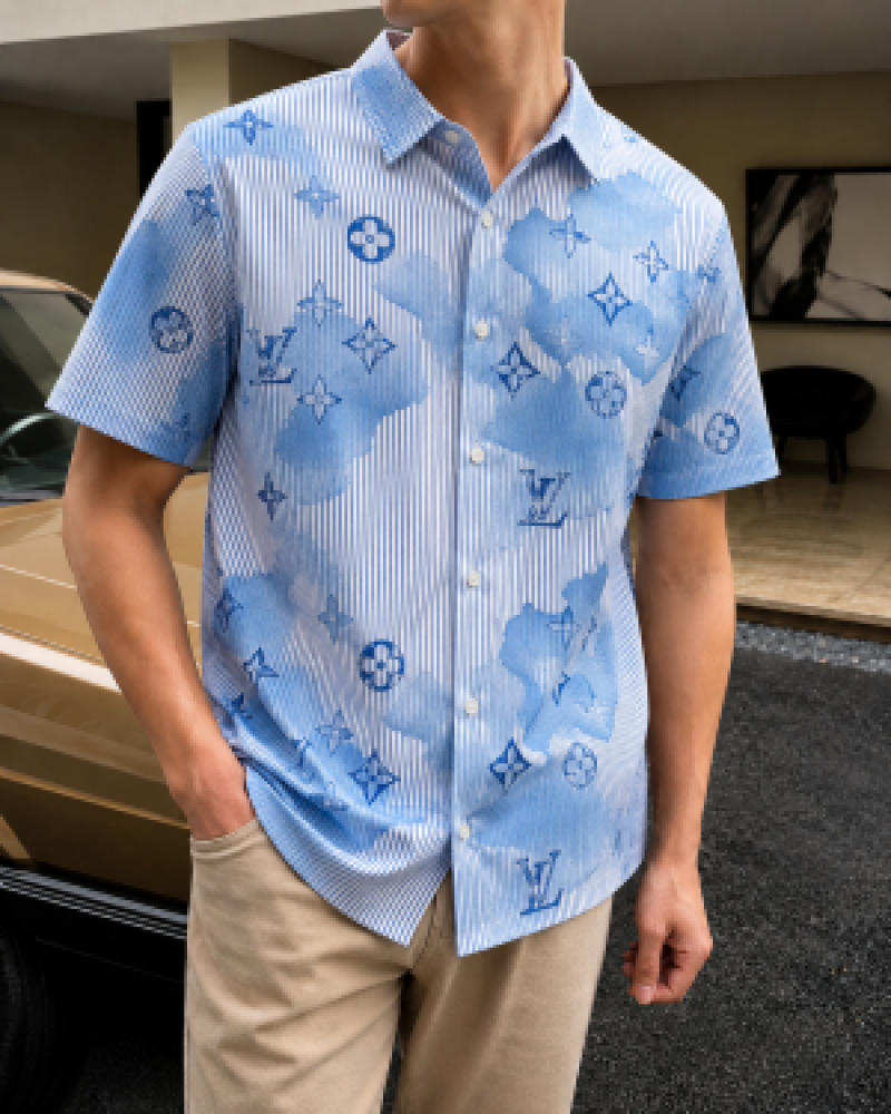 Lv_imported Half Sleeves Shirt Sky blue
