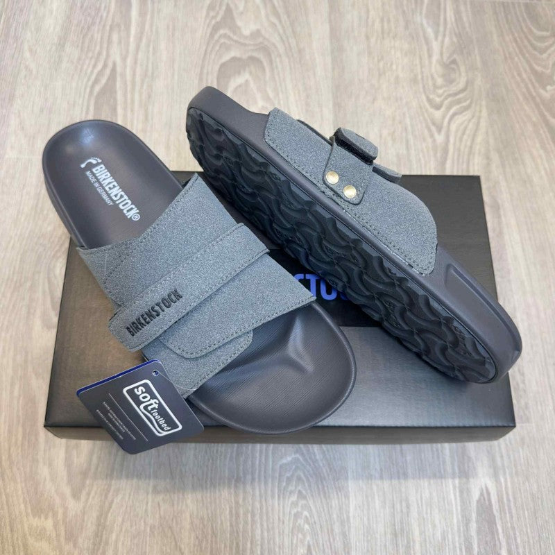 Birkenstock Adjust Kyoto Nubuck Soft Cushion Grey Slides