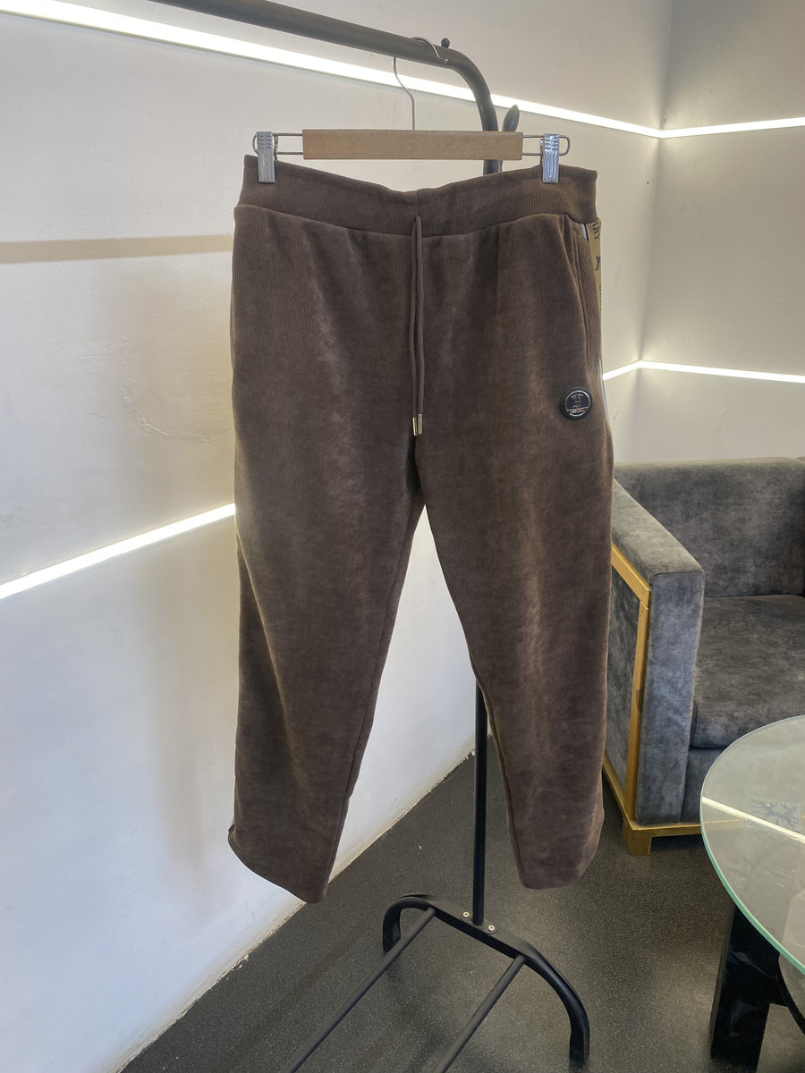 Burberry heavy gsm zipper track suit with premium steel logo and brand strip brown