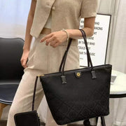 Tori Burch_T Monogram Tote With OG Box & Dust Bag & Extra Pouch (Black - 635)