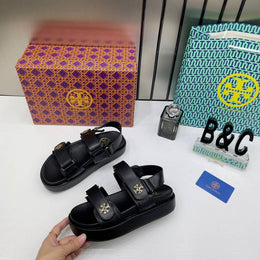 Tori Burch_Kira_leather_Platform_Sandals_For_Her_With_OG_Box_&_Carry_Bag_2020-TS_Black