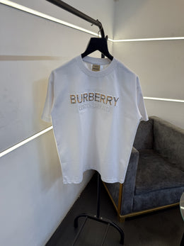 Burberry white oversize puff print imported round neck tshirt