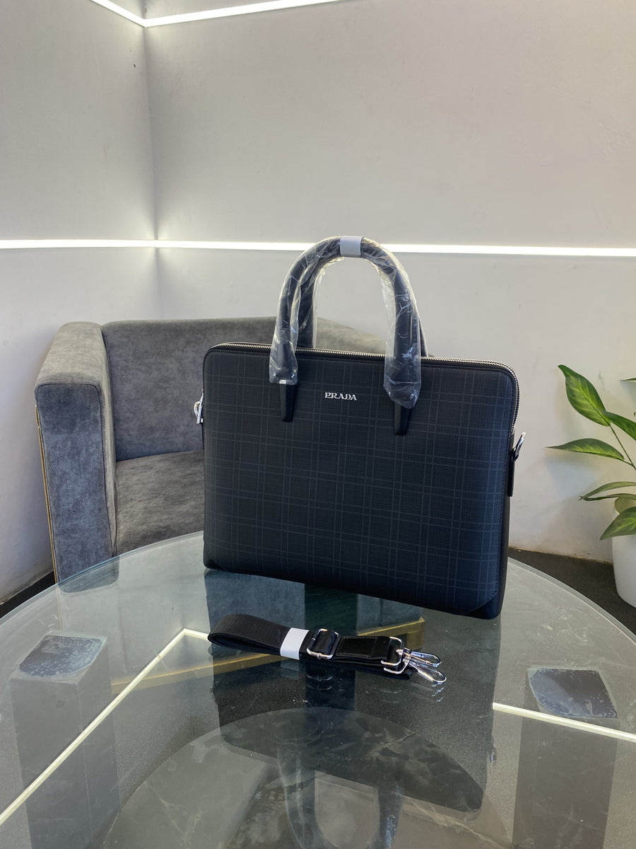 Prada black Professionauldouble zip and back zip laptop bag