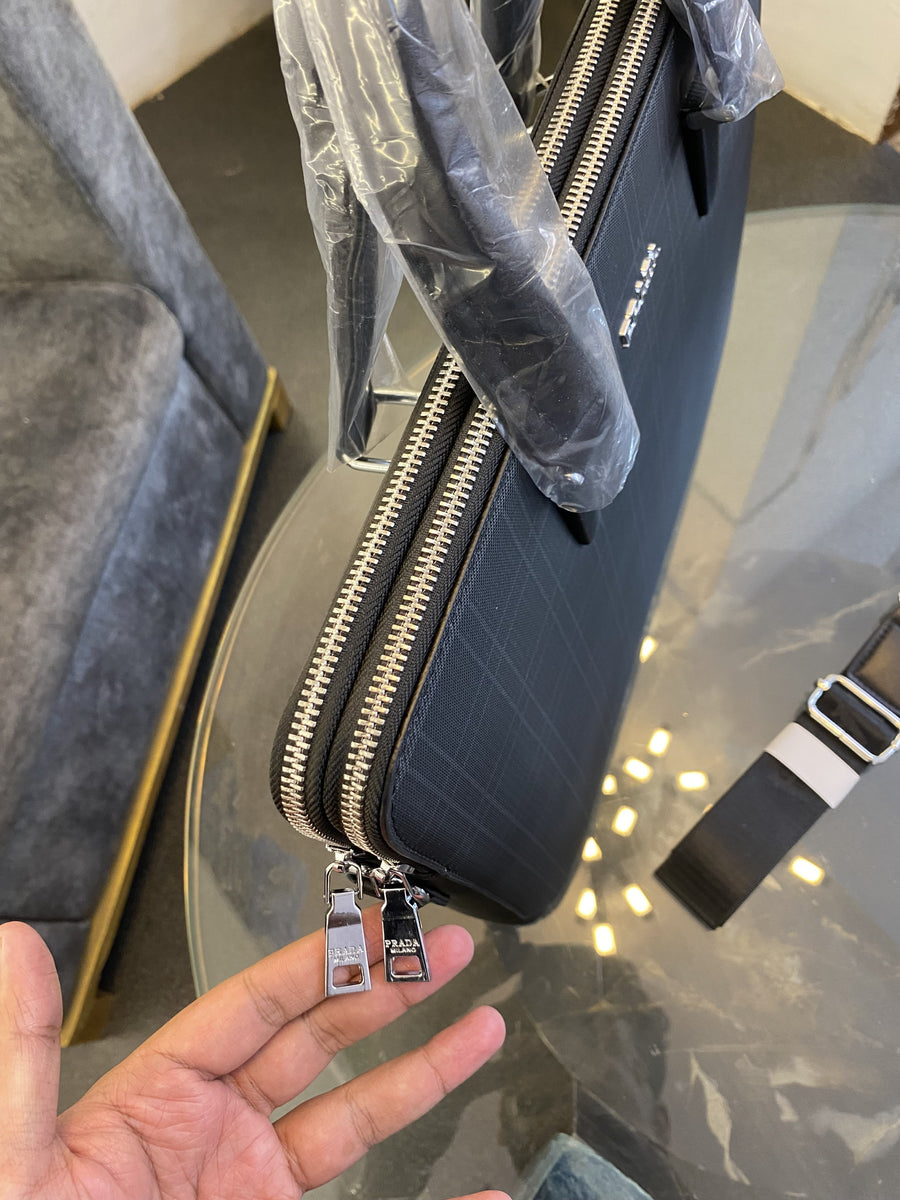 Prada black Professionauldouble zip and back zip laptop bag