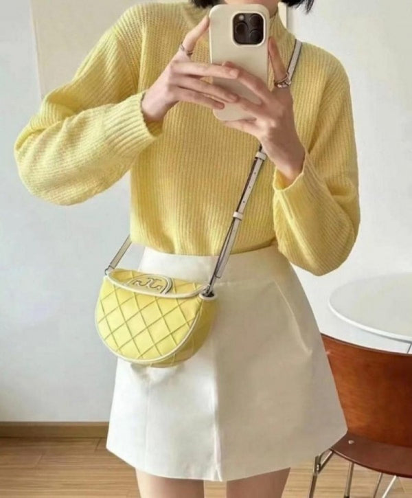 Tori Burch_Fleming Crescent Premium Bag With OG Box & Dust Bag (Yellow - 608)
