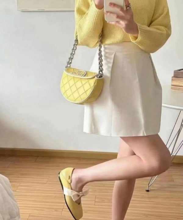 Tori Burch_Fleming Crescent Premium Bag With OG Box & Dust Bag (Yellow - 608)