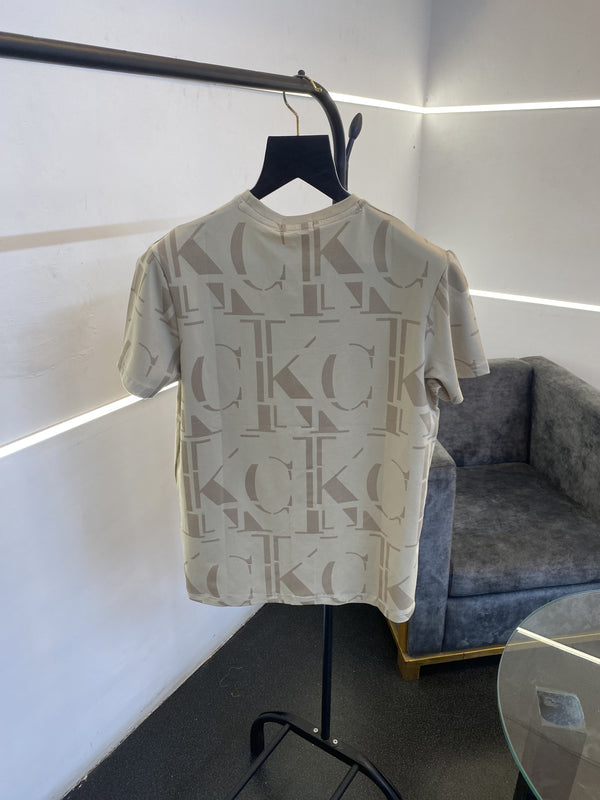 Calvin kline monogram imported round neck tshirt beige