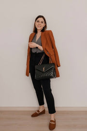 YSL Saint Laurent Loulou Shoulder Bag With OG Magnetic Box & Dust Bag (Black - Gold - 165)