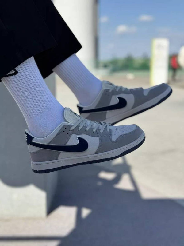 Nike Sb Dunk White Grey With Blue Tick