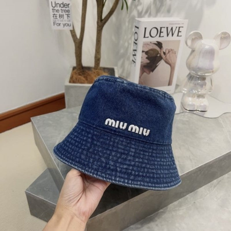 Miu Miu Premium Denim Bucket Hat (Blue) Premium Unisex Hat