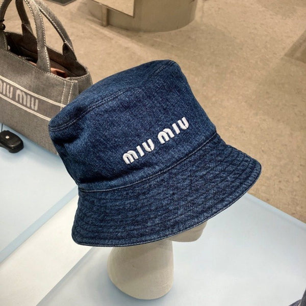 Miu Miu Premium Denim Bucket Hat (Blue) Premium Unisex Hat