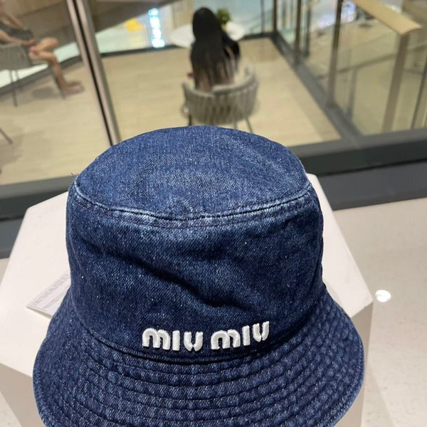 Miu Miu Premium Denim Bucket Hat (Blue) Premium Unisex Hat