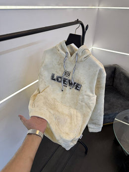 Loewe shadow print cut work imported hoodie cream