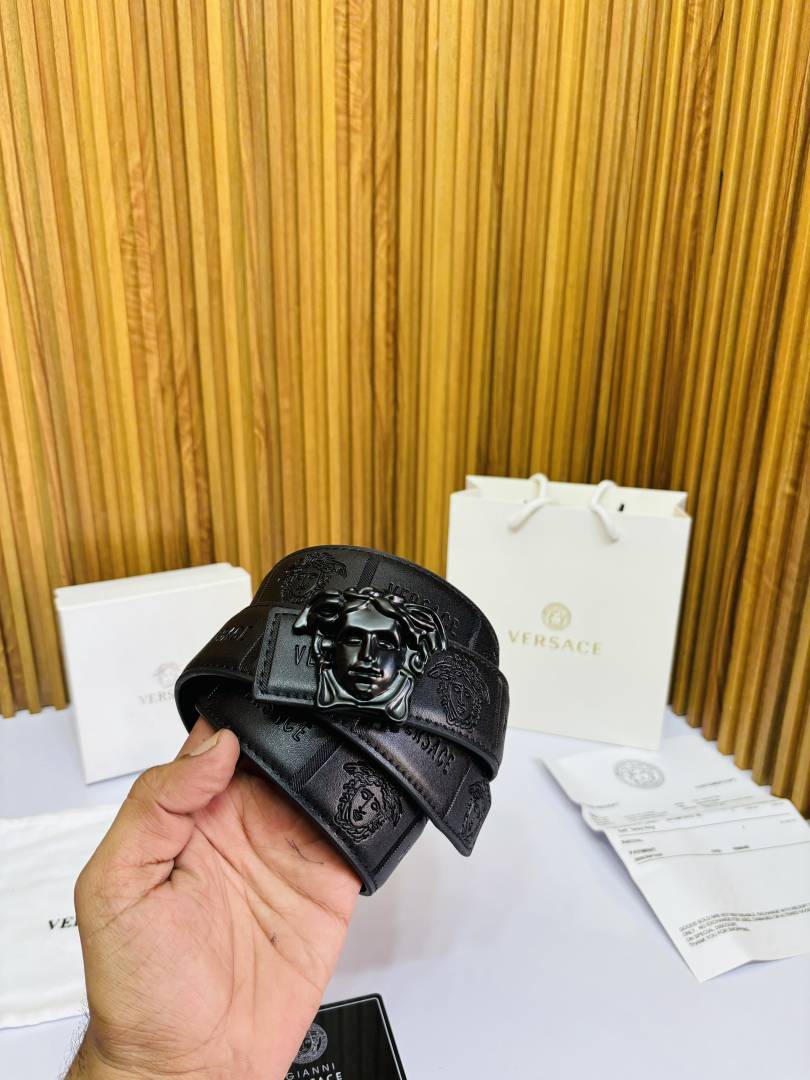 17 VERSACE FULL BLACK PREMIUM QUALITY BELT WITH BOX