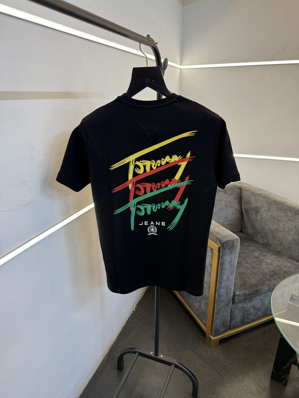 Tommy hilfigar round neck imported tshirt black sale