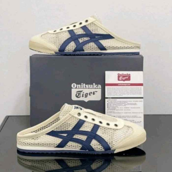 onitssukkaa tiger Mexico 66 Sabot Half Cut Cream Navy